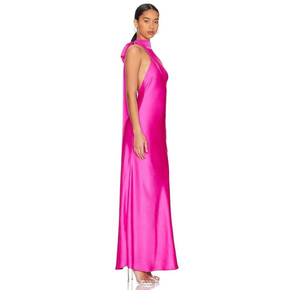 MISHA COLLECTION Evianna Halter Neck Satin Trumpet Gown - Picture 2 of 12